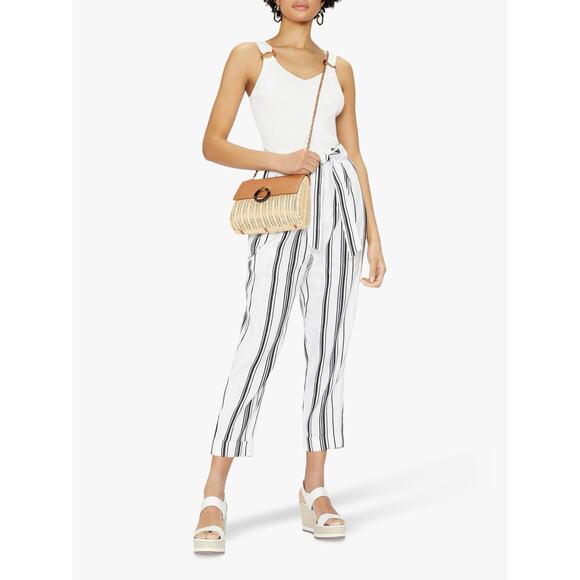 Ted Baker London Asherr White Striped Tapered Trouser Pants Size 4 - Picture 3 of 12